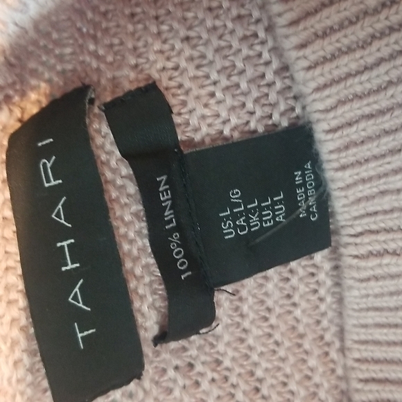 Tahari Size L Pink Linen Knit Top Sweater - Picture 5 of 5